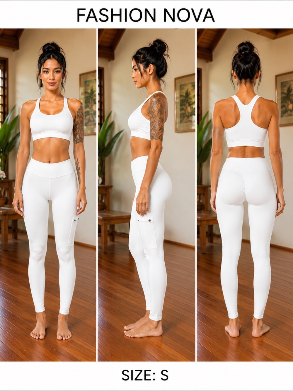 NWT Fashion Nova White High-Waist Scrunch Leggings with Side Pocket Size S